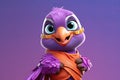 Petfluencers - The Parrot\'s Ninja Stance: A Long-Awaited Dream Fulfilled on Purple Background