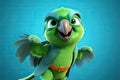 Petfluencers - The Parrot\'s Ninja Stance: A Long-Awaited Dream Fulfilled on Blue Background