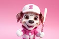 Petfluencers: The Pooch\'s Ascent as the Hottest Newcomer in Ice Hockey on Pink Background