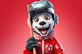 Petfluencers: The Pooch\'s Ascent as the Hottest Newcomer in Ice Hockey on Red Background