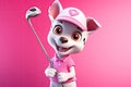 Petfluencers - The Top Dog of Golf: One Pooch\'s Path to Championship Glory on Pink Background