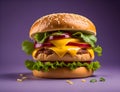 AI photo of a delicious double cheeseburger.