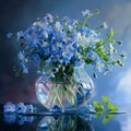 AI photo of Forget me not flower in vase Royalty Free Stock Photo