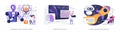 AI Pioneering Science and Exploration abstract concept vector illustrations.