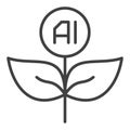 AI Plant with Leaves vector Artificial Intelligence Technology icon or sign in thin line style Royalty Free Stock Photo