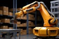AI powered arm robot manufactures, packs, and handles products for future export Royalty Free Stock Photo