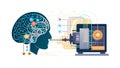 AI-Powered Brain with Integrated Technology Elements, vector design Generative AI Royalty Free Stock Photo