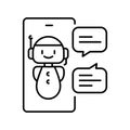 AI-powered Chatbots black line icon.