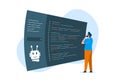 AI-Powered Code Generation Review Concept. Ensuring Accurate and Efficient Programming. A human programmer studies code