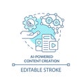 AI powered content creation turquoise concept icon