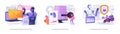 AI-powered Cybersecurity abstract concept vector illustrations.