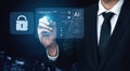 AI-powered cybersecurity and data defense dashboard with secure login. Fermion Royalty Free Stock Photo