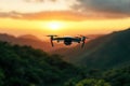 An AI-powered drone mapping a remote area in real-time, symbolizing exploration and discovery through technology