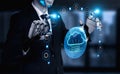 AI-powered Global Cloud Computing Network and Data Services Motif Royalty Free Stock Photo
