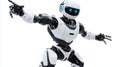 AI-powered humanoid robot isolated on white background showcasing advanced technology