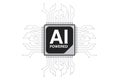 AI Powered Microchip CPU Processor with Circuit. 3d Rendering