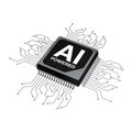 AI Powered Microchip CPU Processor with Circuit. 3d Rendering