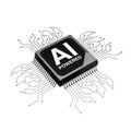 AI Powered Microchip CPU Processor with Circuit. 3d Rendering