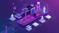 3D isometric vector AI-powered drug discovery and development platform