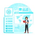 AI-Powered Predictive Modeling concept. Businessman doing research and Development.