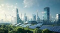 AI-Powered Renewable Energy Storage Solutions A city. Royalty Free Stock Photo