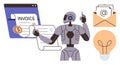 AI-Powered Robot Automating Invoice Processing and Email Management Royalty Free Stock Photo