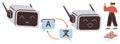 AI-Powered Robots Engaging in Language Translation with Human Interaction Royalty Free Stock Photo