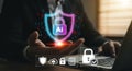 AI Powered Security Solutions Digital Protection Shield for Business with Advanced Technology Integration Royalty Free Stock Photo