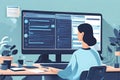 An AI-powered virtual assistant managing a user\'s schedule and to-do list on a sleek computer interface,