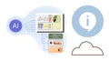 Artificial Intelligence Analyzing Data with Cloud Storage and Information Access Symbol Royalty Free Stock Photo