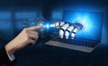 AI processing digital data through neural core model Vouch Royalty Free Stock Photo