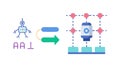AI Processing Nodes, Robot Interacting with Data, vector design Generative AI Royalty Free Stock Photo