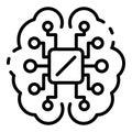 Ai processor brain icon, outline style Royalty Free Stock Photo