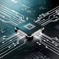 AI Processor Chip on Abstract Circuit Board â Artificial Intelligence Technology Background. Royalty Free Stock Photo