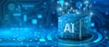 Ai Processor chip of Cube Technology. Artificial intelligence learnability Concept Royalty Free Stock Photo
