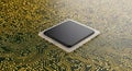 AI processor chip on digital circuit board background Royalty Free Stock Photo