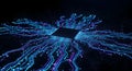 AI Processor Chip with High Speed Data Flow and Digital Connectivity Royalty Free Stock Photo