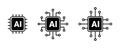 AI processor chip icon, Artificial intelligence Processor circuit vector set