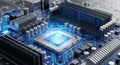 AI Processor Core Data Flow on Motherboard Royalty Free Stock Photo
