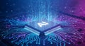 AI processor with data streams. Royalty Free Stock Photo