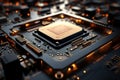 AI processor in focus, revealing intricate details and advanced technology Royalty Free Stock Photo