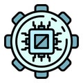 Ai processor icon color outline vector Royalty Free Stock Photo