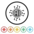 AI Processor icon. Set icons in color circle buttons Royalty Free Stock Photo