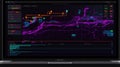 AI programming interface with code and algorithm graphics on the screen Royalty Free Stock Photo