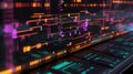 AI programming interface with code and algorithm graphics on the screen Royalty Free Stock Photo