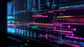 AI programming interface with code and algorithm graphics on the screen Royalty Free Stock Photo