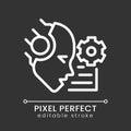 AI reads and summarize pixel perfect white linear icon for dark theme