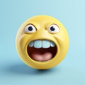 Realistic Yellow Glossy 3d Emotions face happy smile, frustration, shouting.