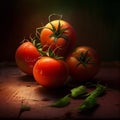 AI recreation artistic of red tomatoes as still life painting