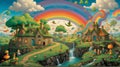 St. Patrick\'s Day themed Illustration with Rainbows